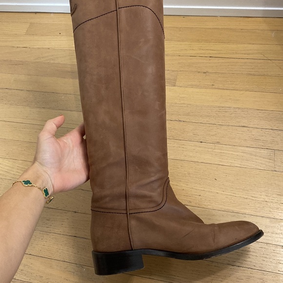 CHANEL Interlocking CC Logo Riding Boots BROWN LAMBSKIN Eu 39.5 - Picture 9 of 11